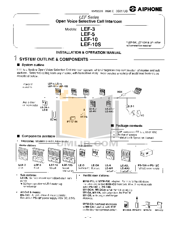 Download free pdf for Aiphone LEF10 Other manual